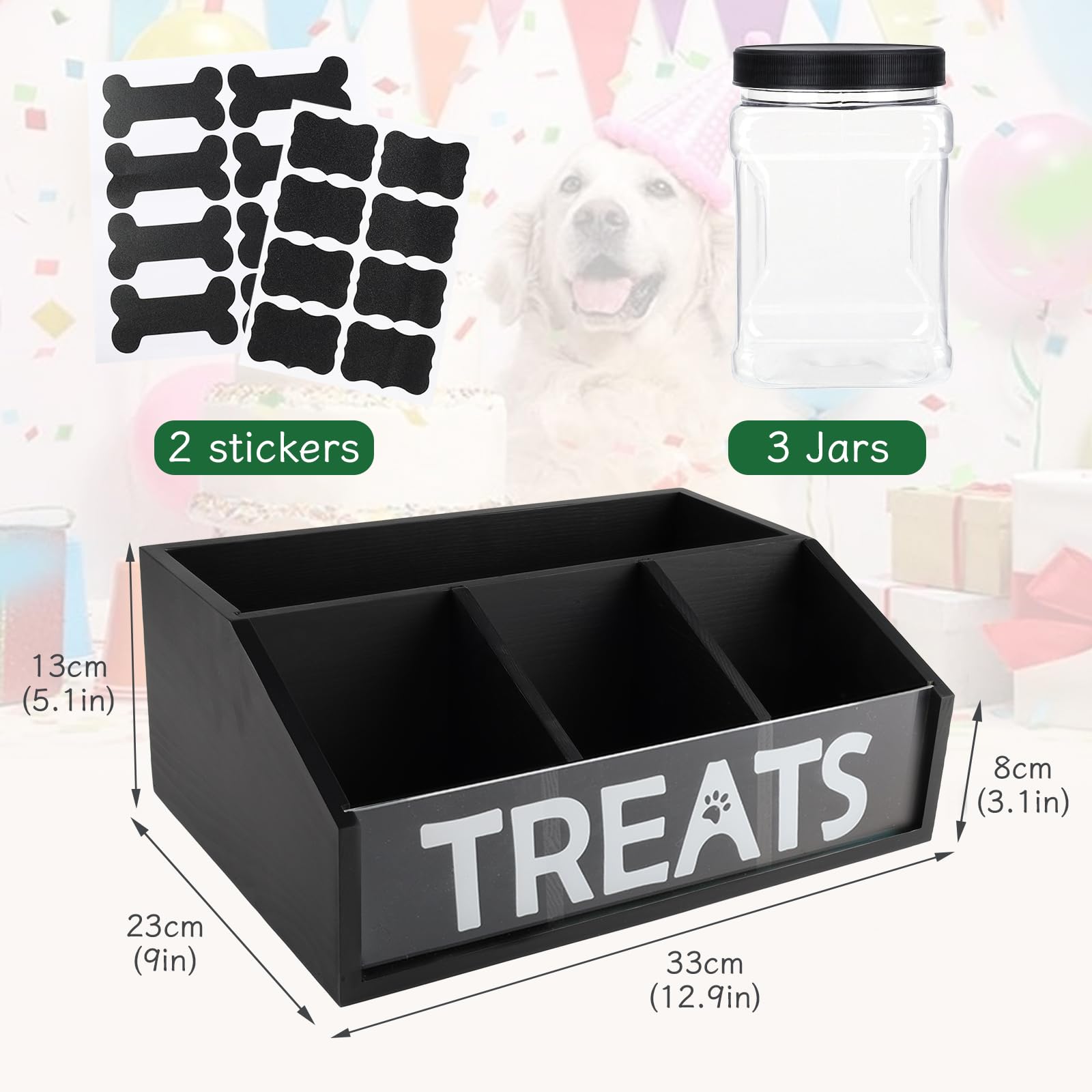 Geyecete decorative pet storage design complements home décor while storing snacks neatly.