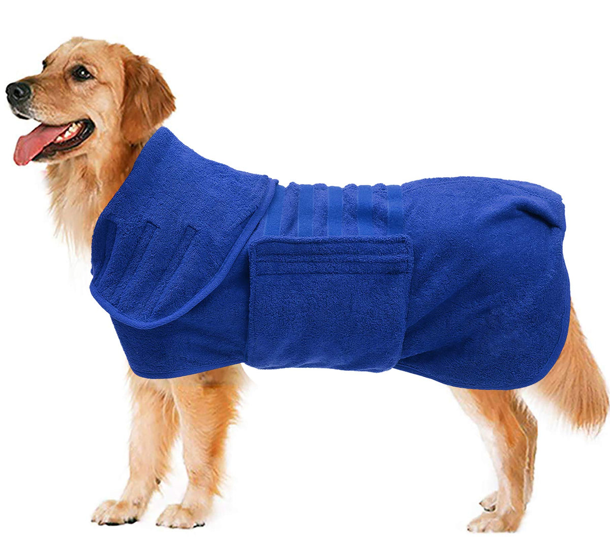 Geyecete dog drying coat close-up shows ultra-absorbent microfiber for quick drying.