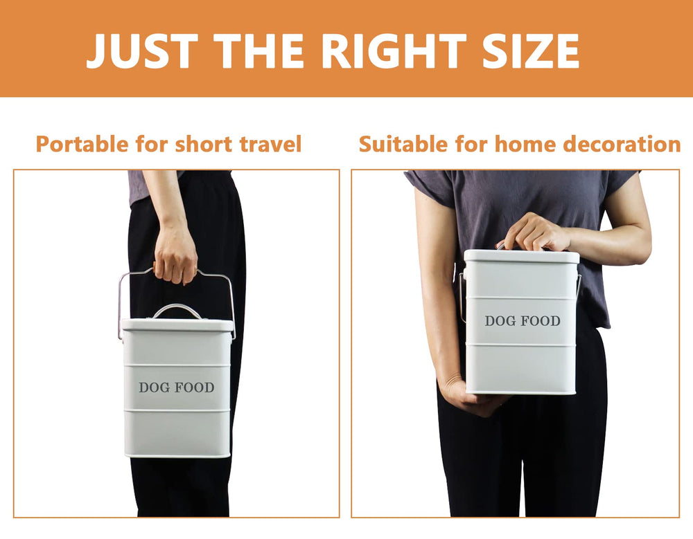 Geyecete dog food bin slim design fits compact pantry shelves.