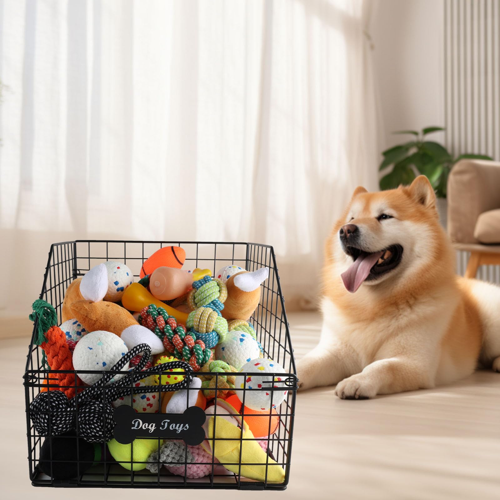 Geyecete dog toy basket size 12.6x15x11.4 inches for reference