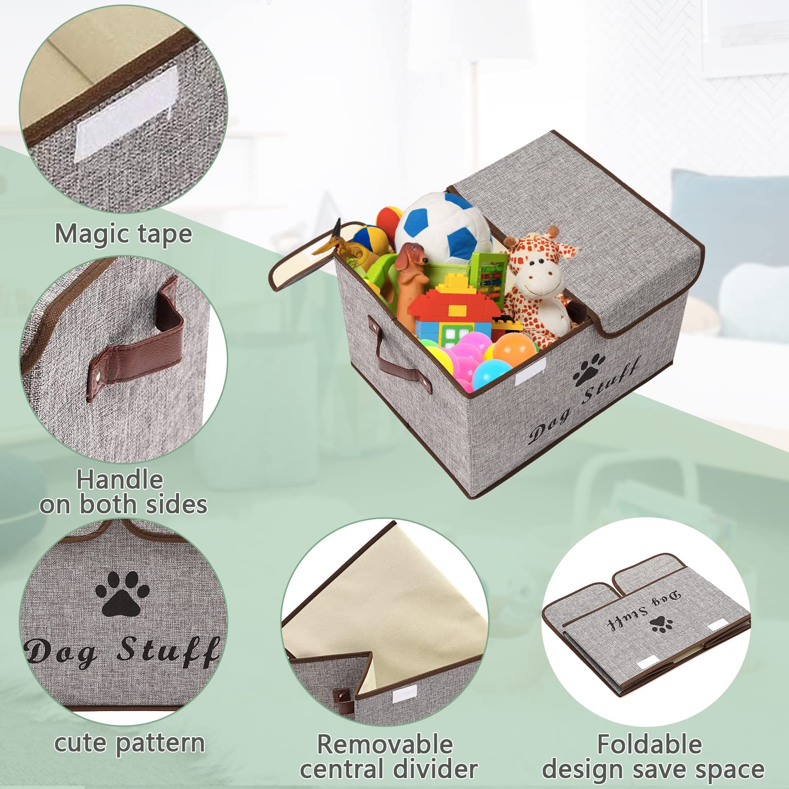 Geyecete front side printed Dog Stuff box for toy and coat storage.