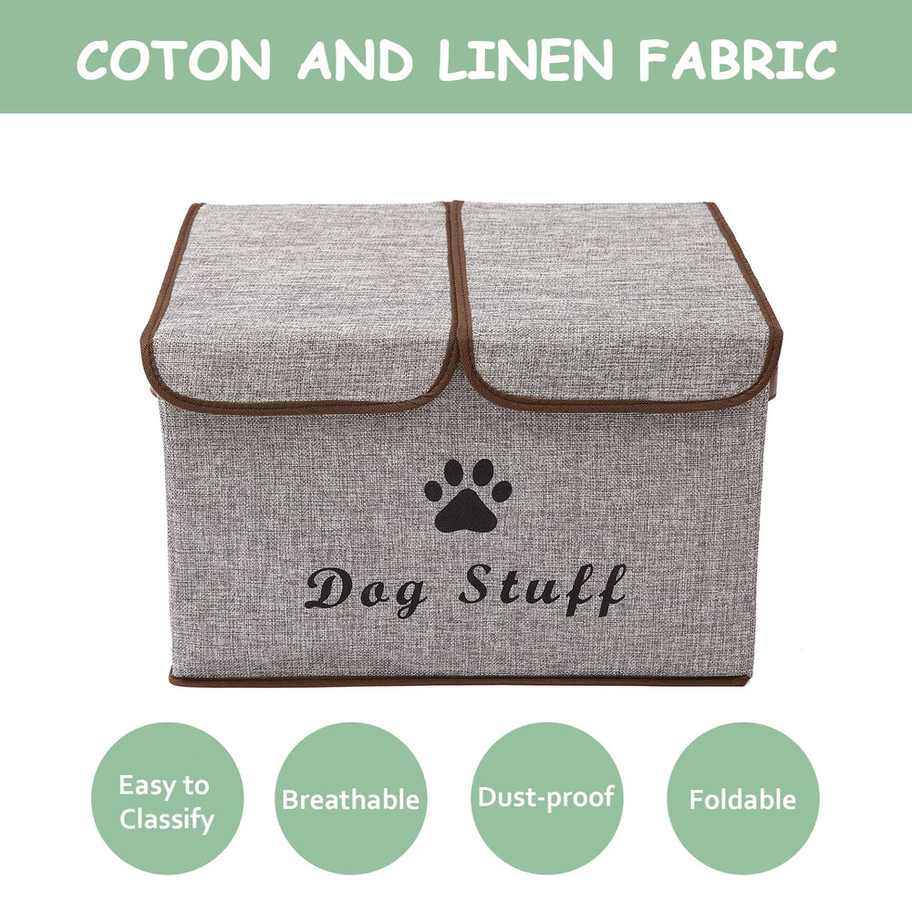Geyecete storage box shows removable center divider for two-compartment dog gear.