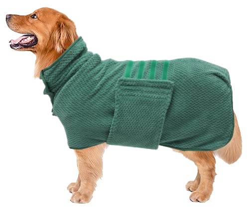 Geyecete Pineapple Grid drying bag on a dog after outdoor adventure for quick moisture removal.