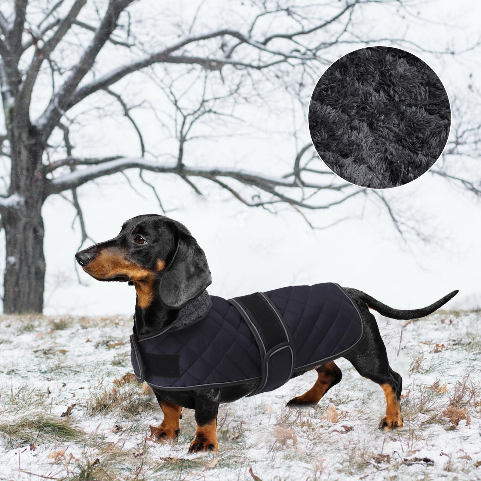Geyecete warm-thermal-quilted dachshund coat adjustable straps ensure a snug fit
