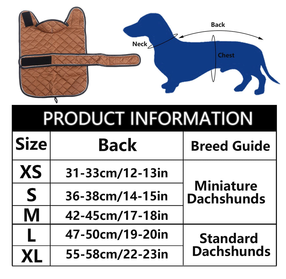 Geyecete fold-down neck flap detail on dachshund coat for extra coverage