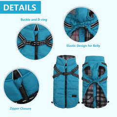 Geyecete winter coat blue XL back view with reflective strip for night safety