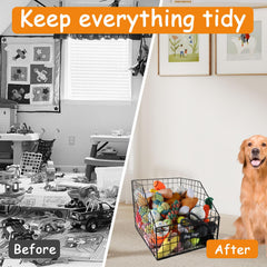 Geyecete wire dog toy bin open-top design for easy reach