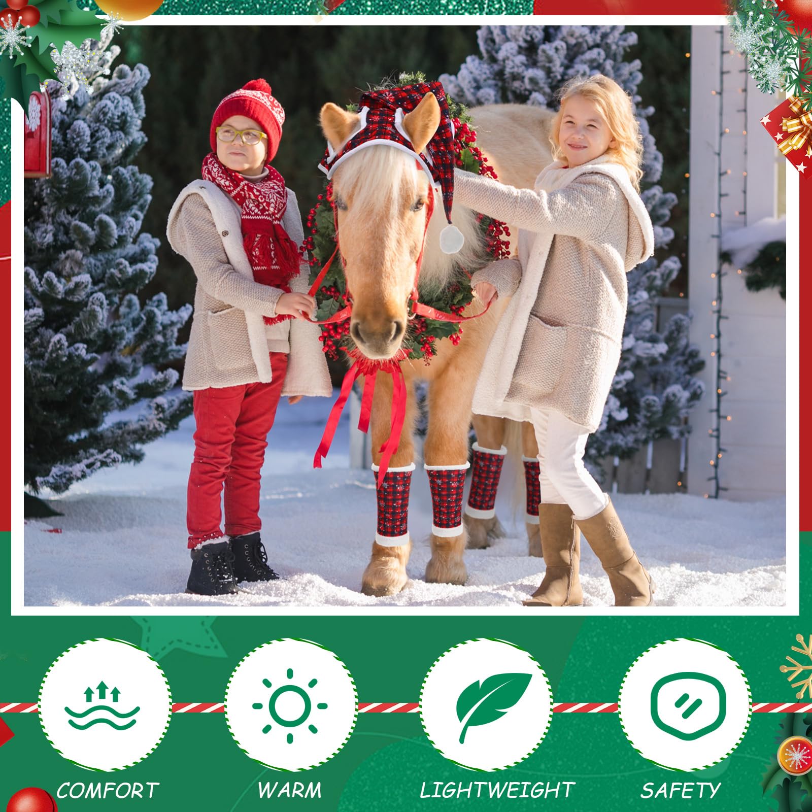 Geyoga 11-piece Christmas horse accessory set ready for photos and events.