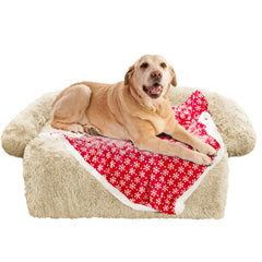 GGIB calming dog bed beige front view with plush fabric inviting cozy naps.