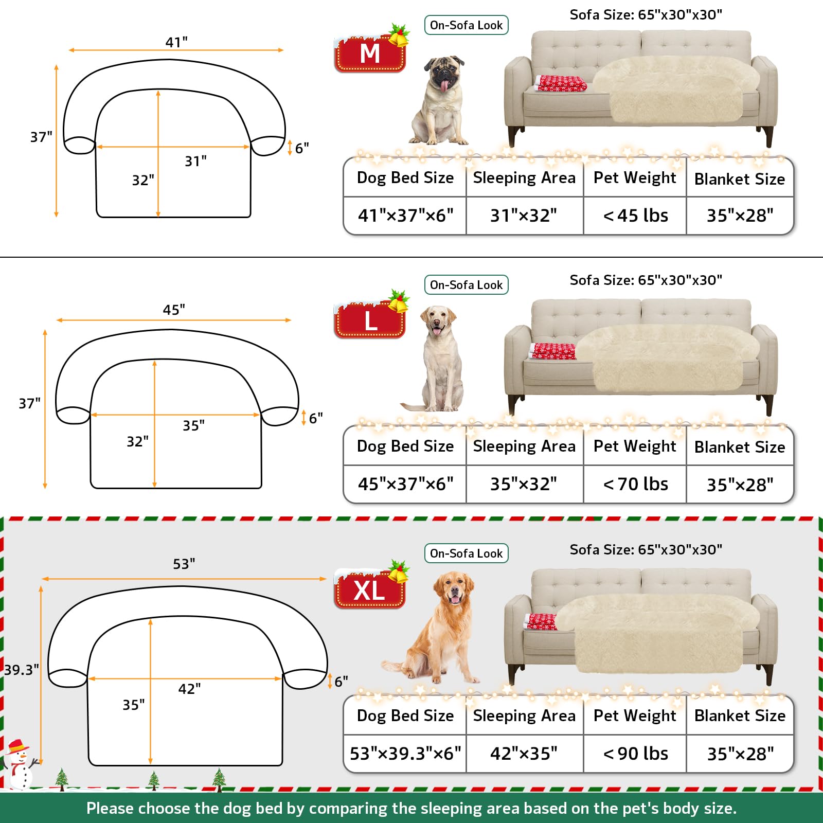 GGIB calming dog bed beige in-sofa setup for cozy living room.