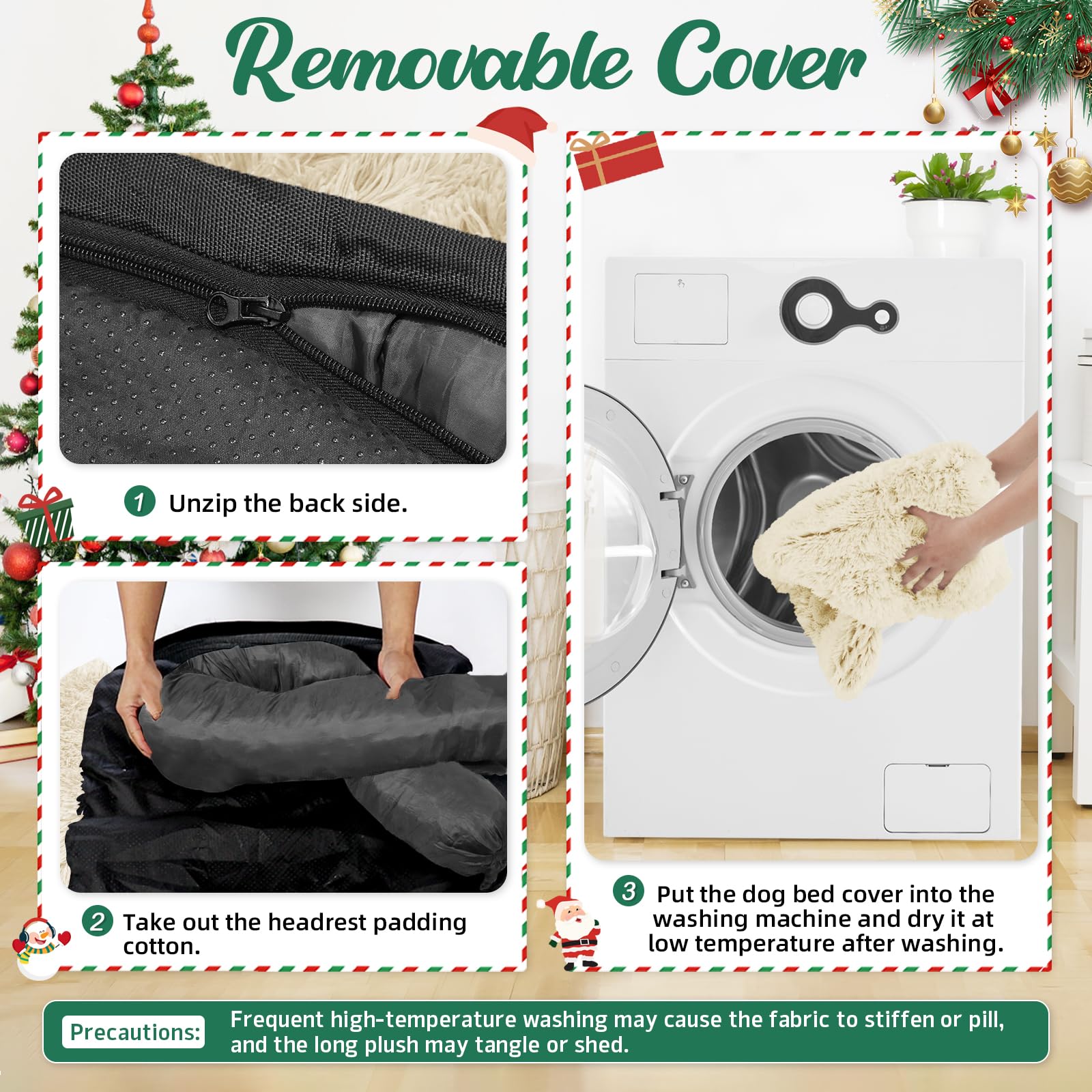 GGIB calming dog bed beige non-slip bottom ensures stays in place.