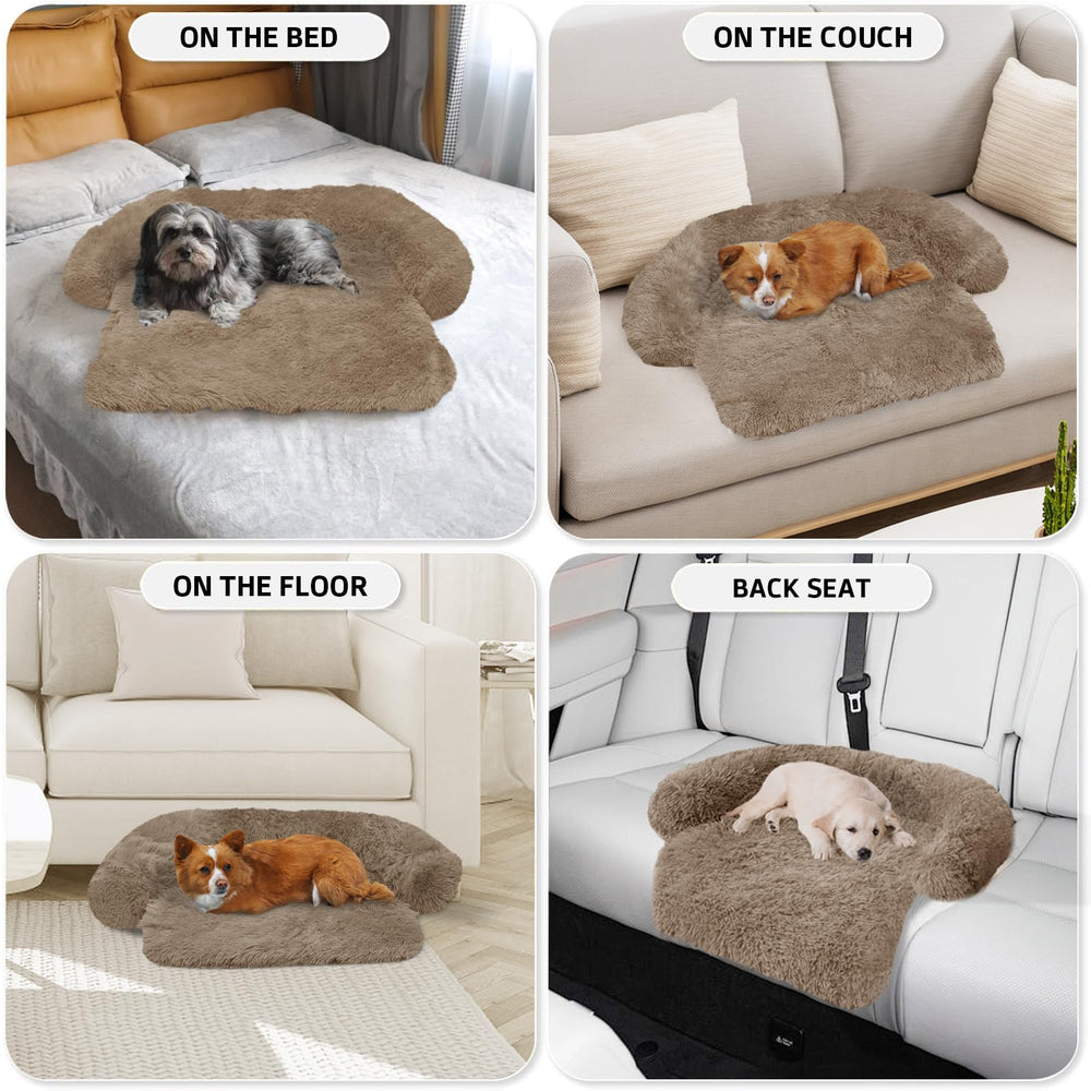 GGIB Calming Dog Bed camel color blends with home decor