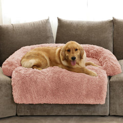 GGIB Calming Dog Bed curved design pink for restful sleep.