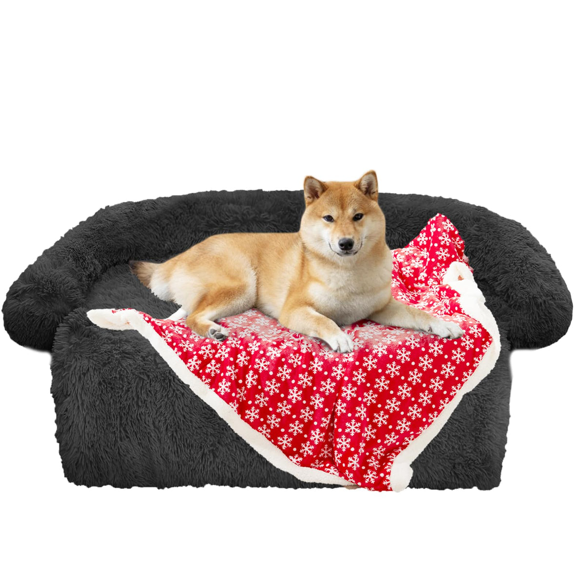 GGIB Calming Dog Bed curved design plush for cozy lounging