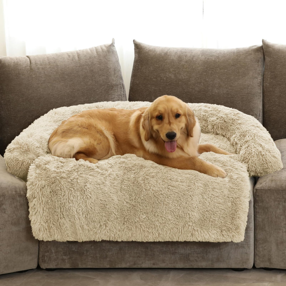 GGIB Calming Dog Bed curved design cradles neck for restful naps.