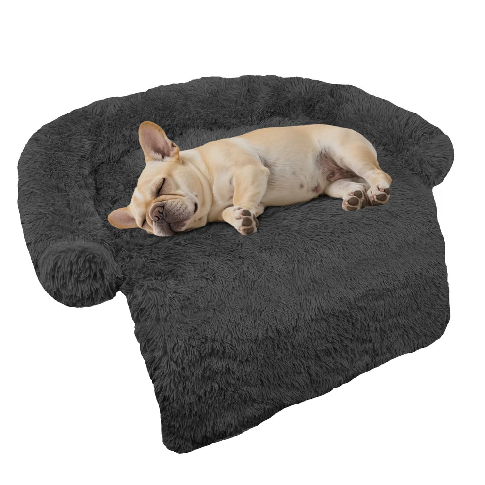 GGIB calming dog bed curved design provides head and neck support for restful naps.