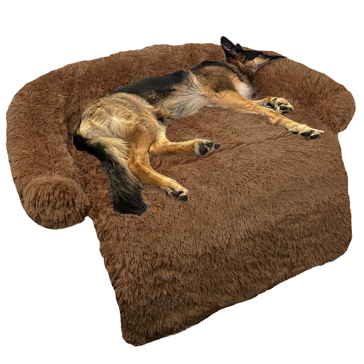 GGIB calming dog bed curved design ergonomic head and neck support for restful sleep