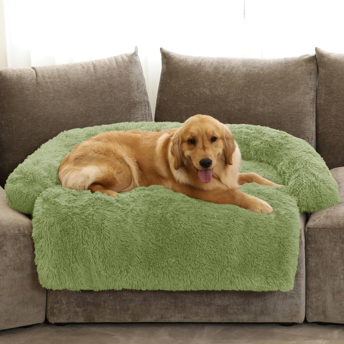 GGIB Calming Dog Bed curved-design plush surface for head and neck support.
