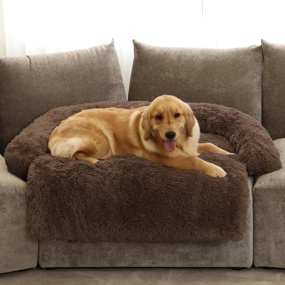 GGIB Calming Dog Bed with curved design cradles pets for restful lounging.