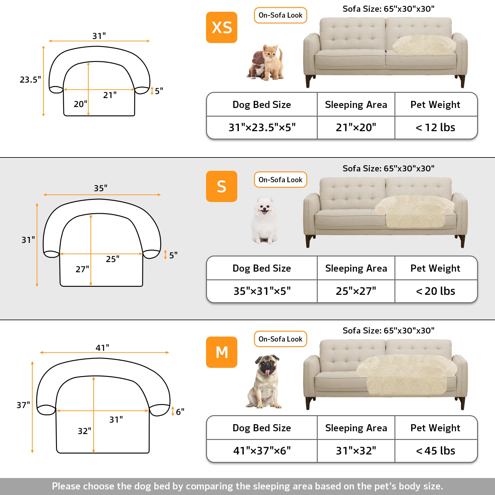 GGIB calming dog bed five-size range fits small to large pets
