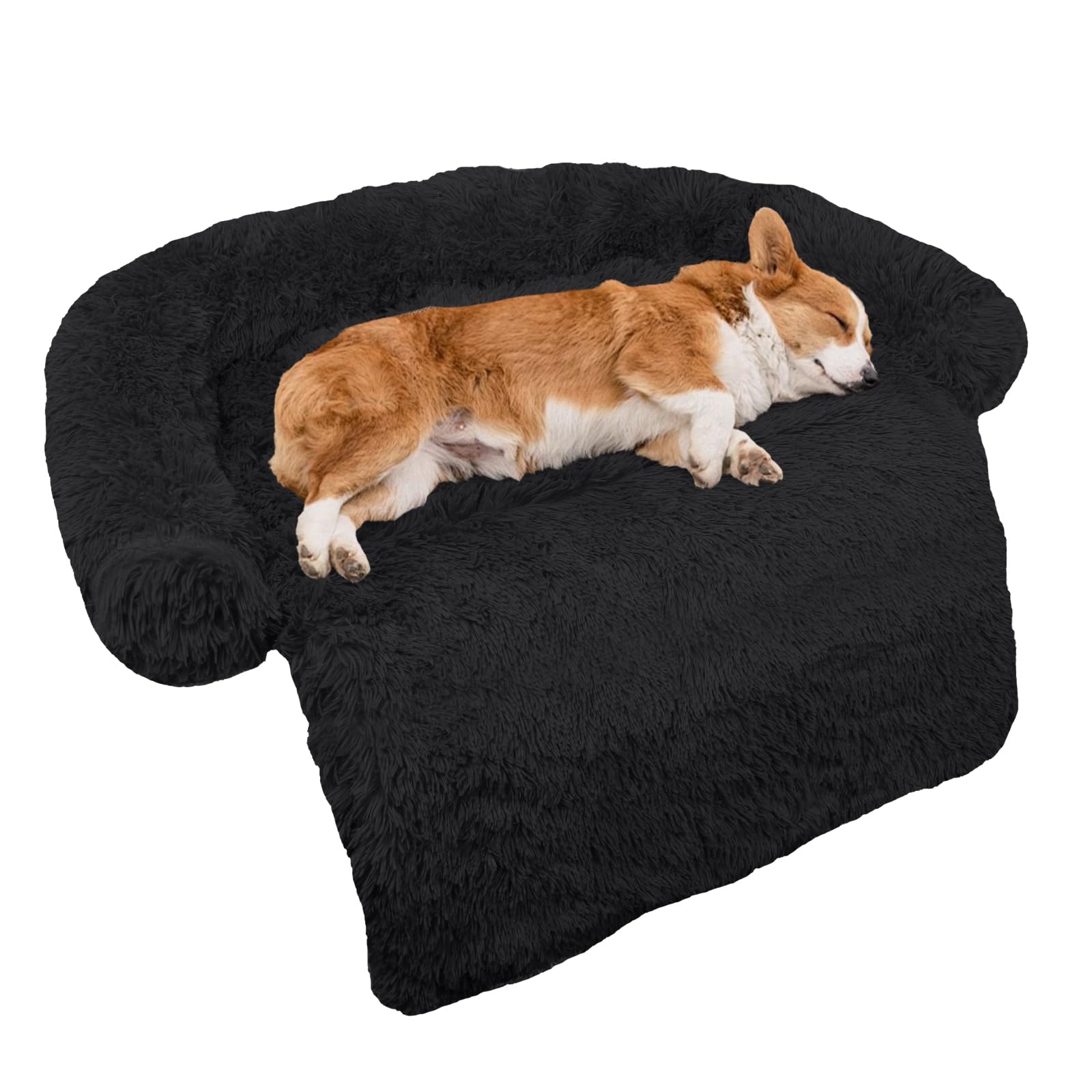 GGIB Calming Dog Bed front view in black offers cozy support for restful sleep.