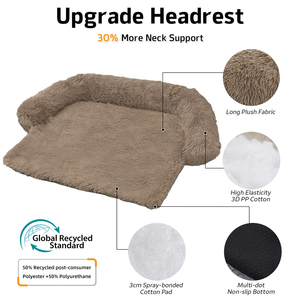 GGIB Calming Dog Bed head and neck support with raised edges