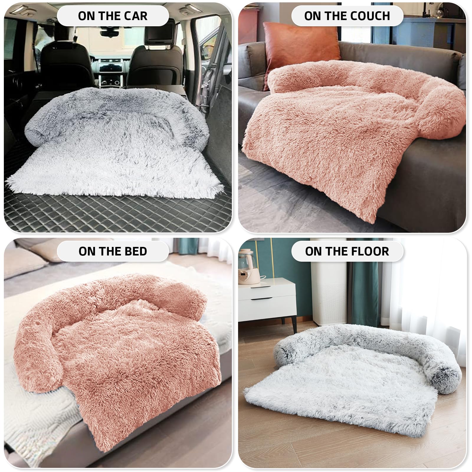 GGIB calming dog bed medium pink folded roll-up for travel