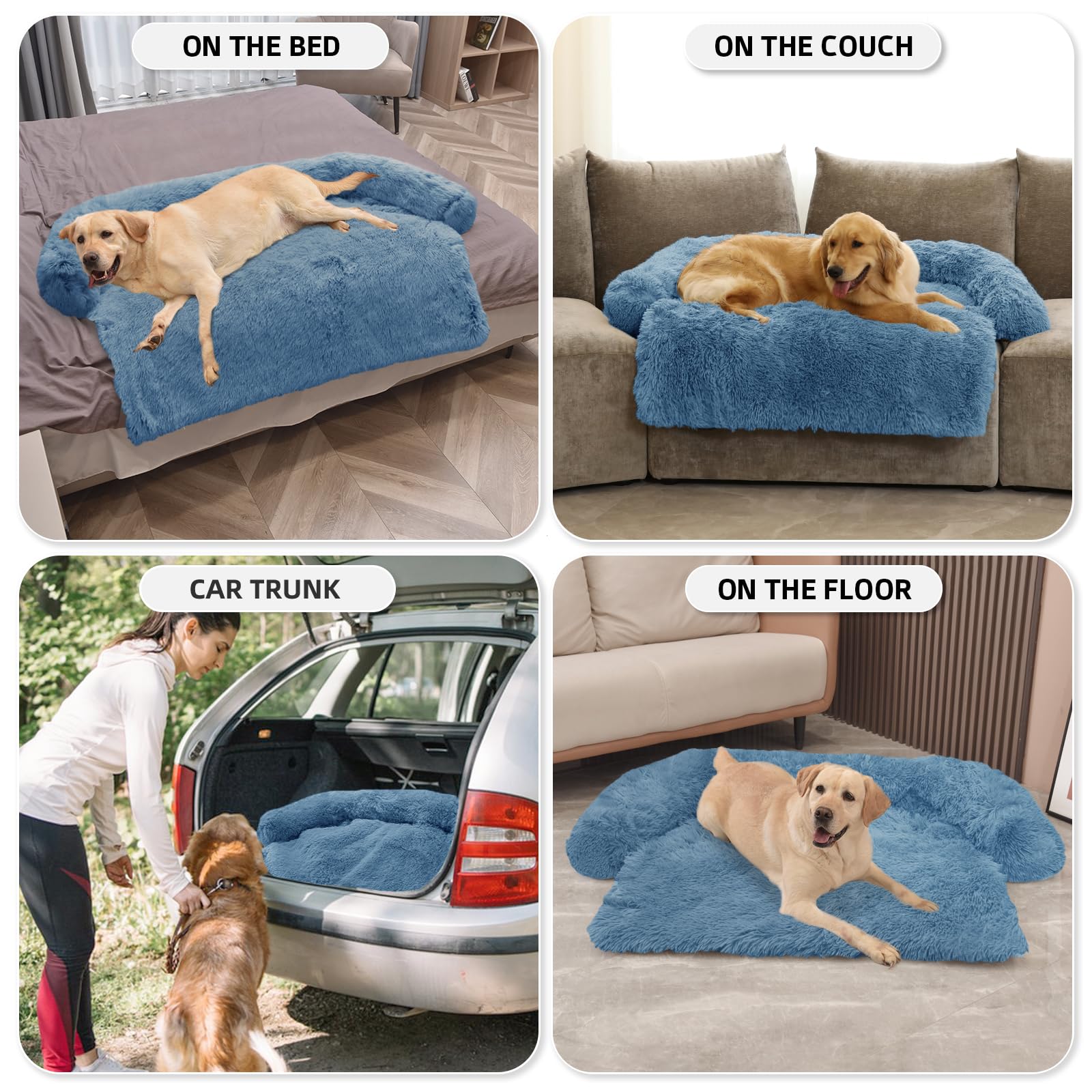 GGIB Calming Dog Bed navy in-car use supports travel comfort.