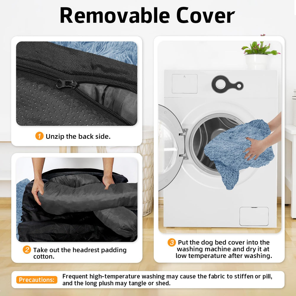 GGIB Calming Dog Bed navy removable cover enables easy washing.