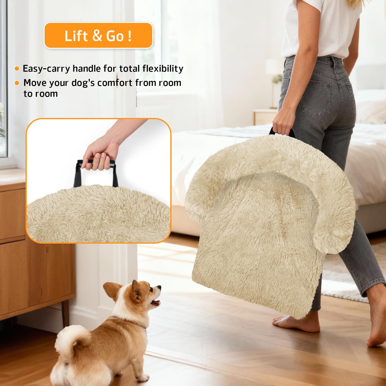 GGIB Calming Dog Bed non-slip bottom keeps bed steady on floors