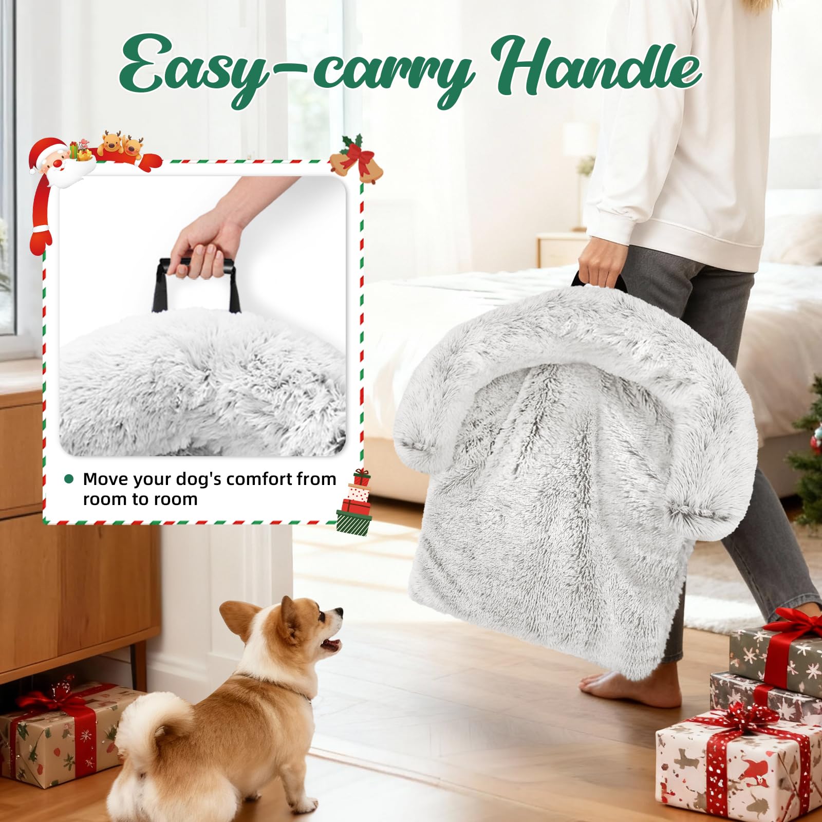 GGIB calming dog bed plush fabric delivers soft cushioning for relaxed napping.