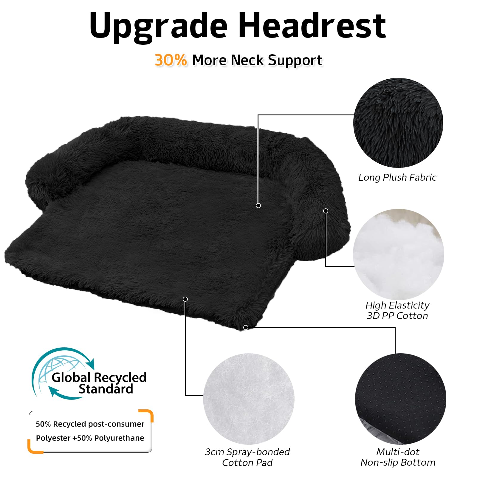 GGIB calming dog bed raised edges for head and neck support