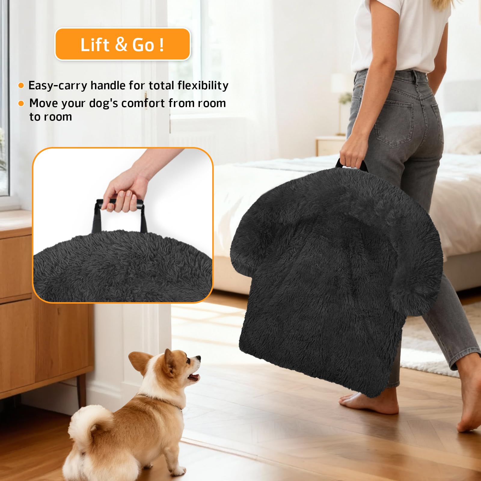 GGIB calming dog bed removable cover for easy cleaning