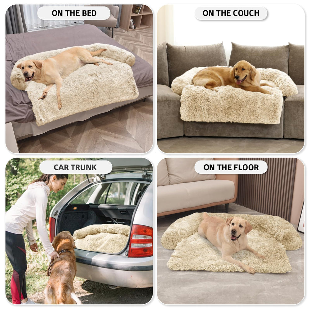 GGIB Calming Dog Bed placed on sofa and car seating to protect furniture