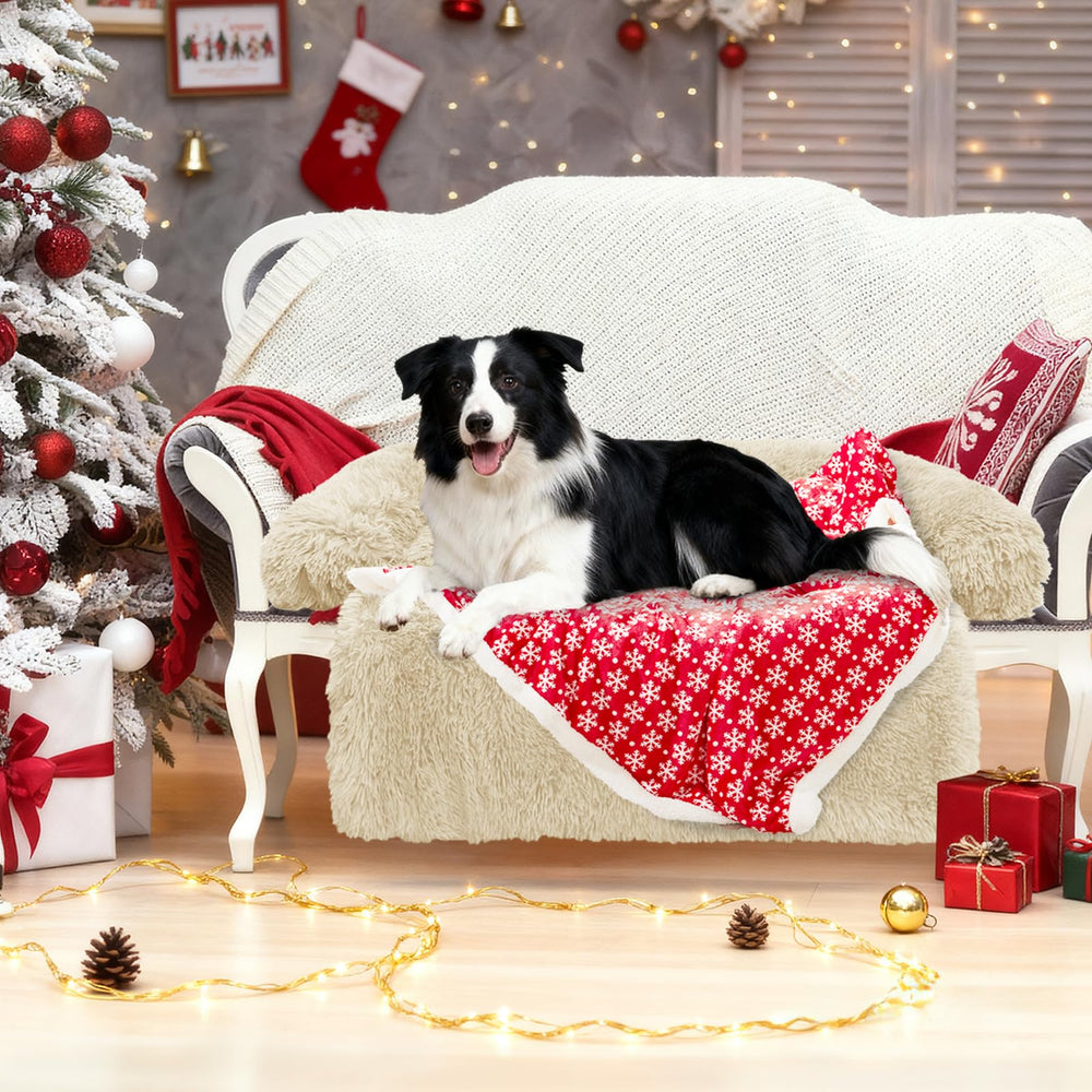 GGIB Calming Dog Bed sofa cover with Christmas vibe for décor