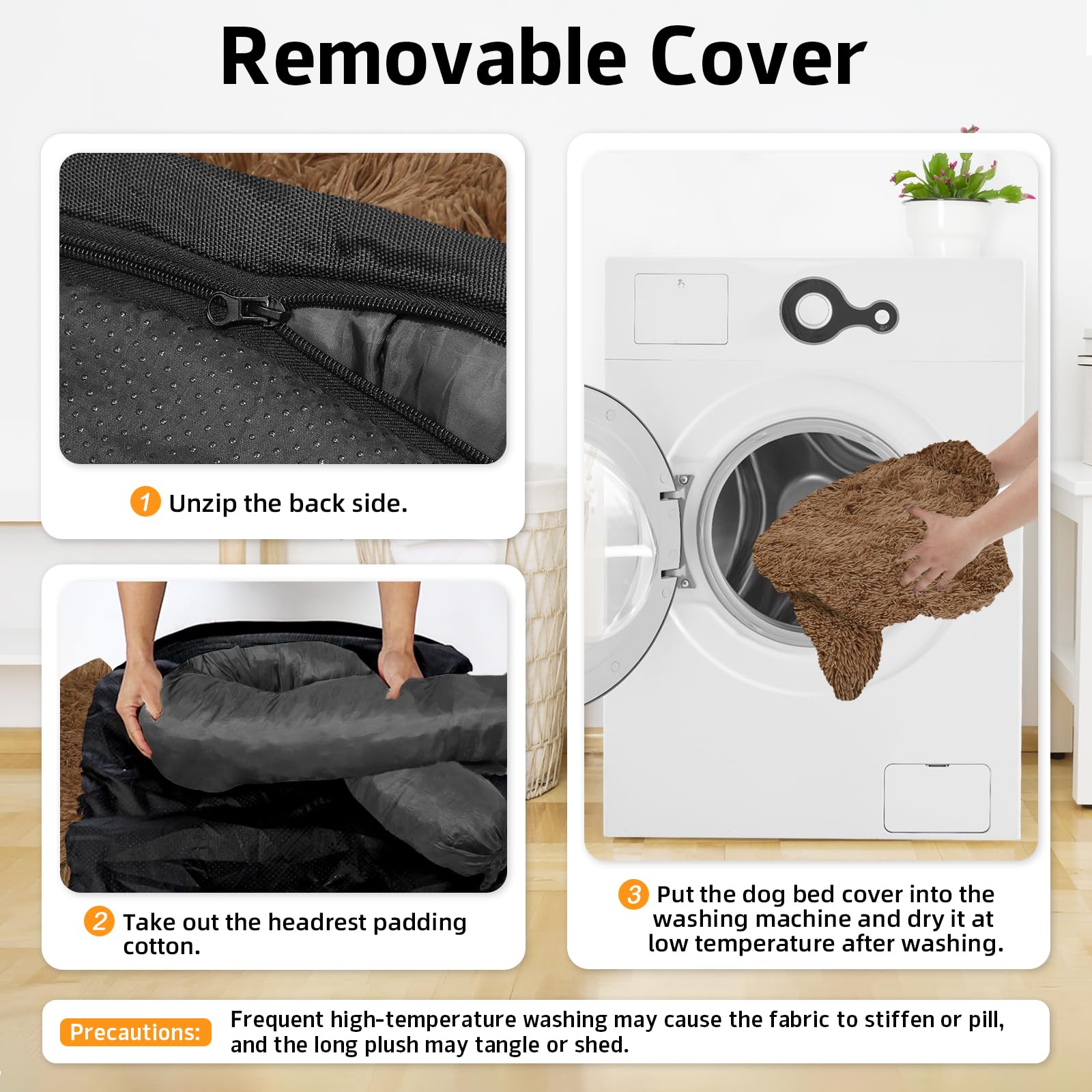 GGIB calming dog bed machine washable with low heat drying