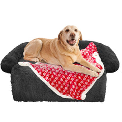 GGIB Calming Dog Bed XL in dark grey with plush comfort and neck-supporting edges.