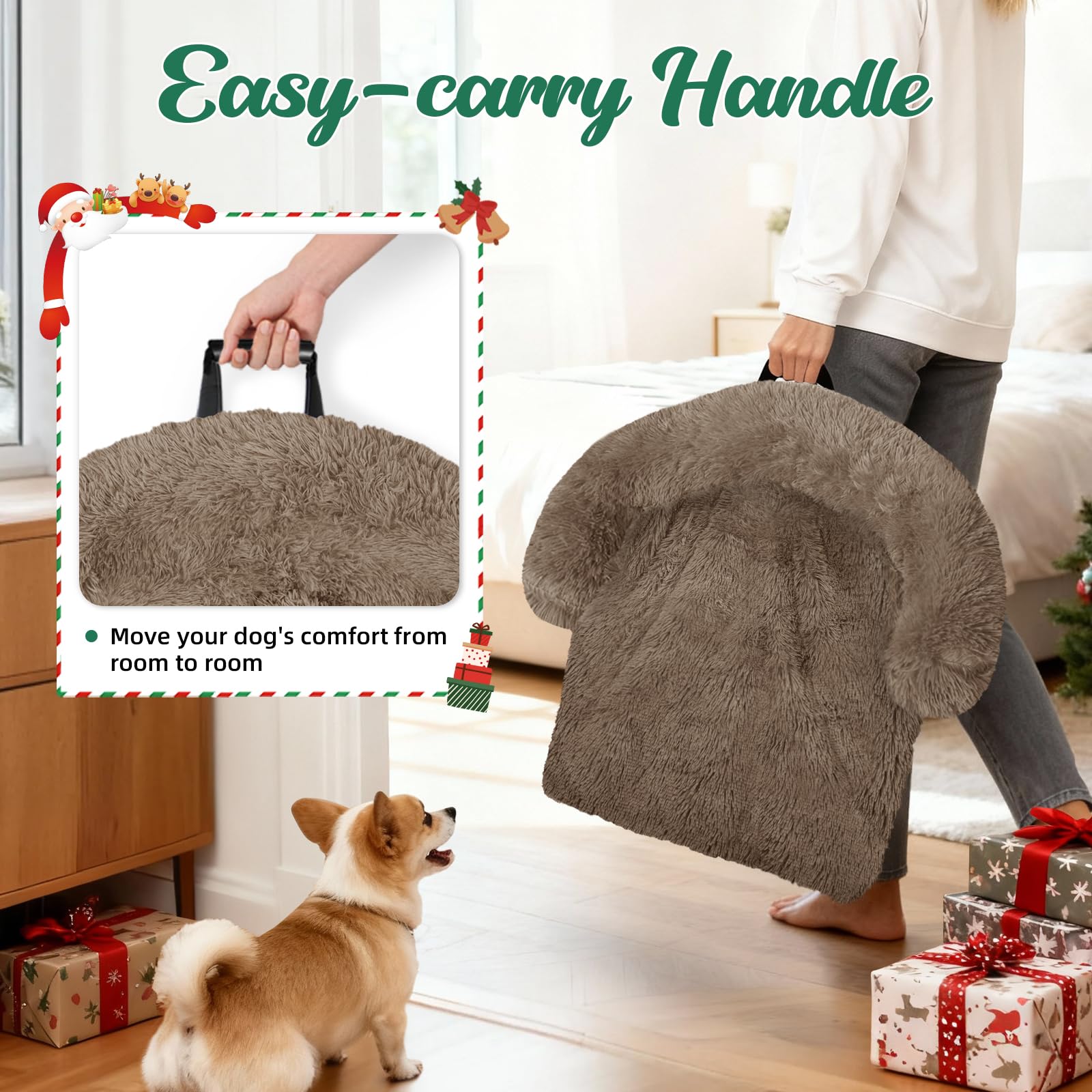 GGIB Calming Dog Bed soft plush fabric offers warm, inviting touch.