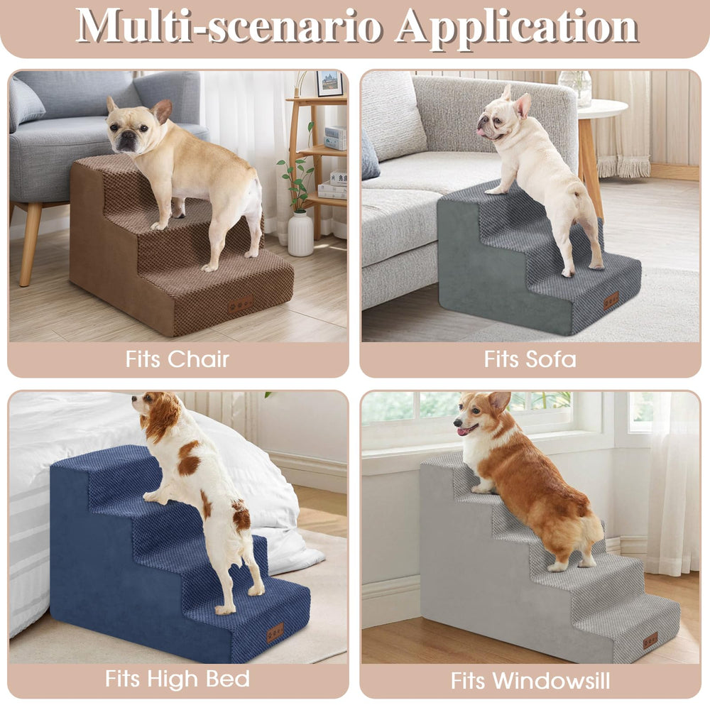 GGIB dog stairs beige color blends with home decor for comfortable use.