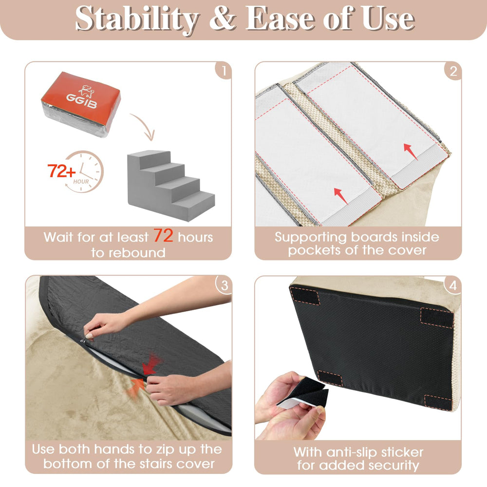GGIB dog stairs dimensions 30l-15w-22h show sofa reach.