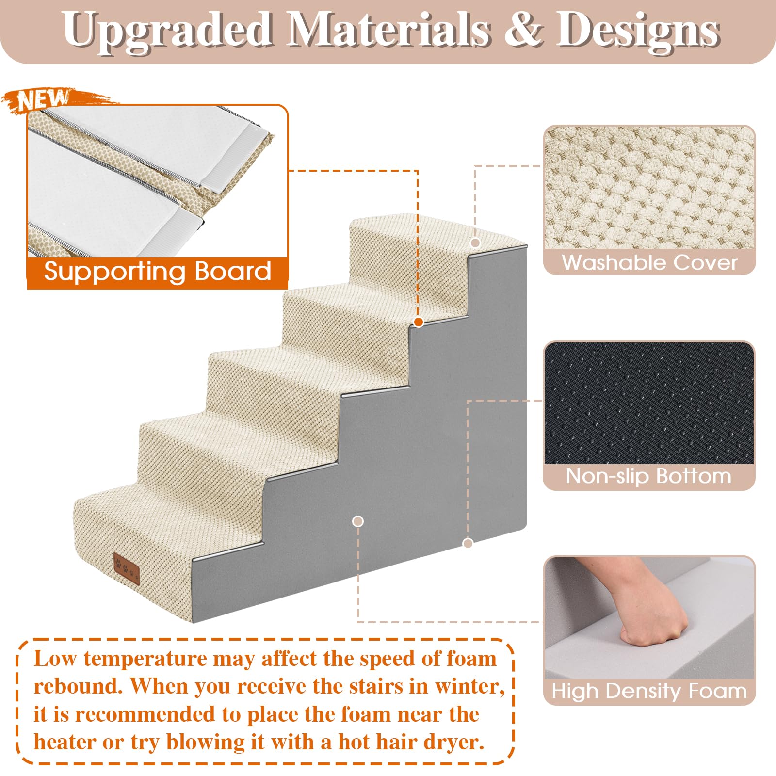GGIB dog stairs non-slip bottom provides extra grip for steady ascent.