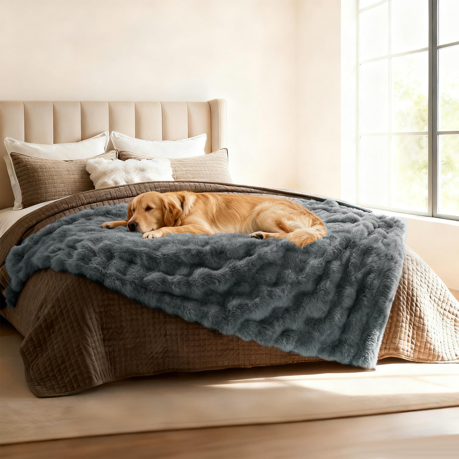 Giaousin dog blanket micromink fleece side for breathable warmth