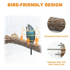 GIFANK heated bird perch side view demonstrates compact cage integration.