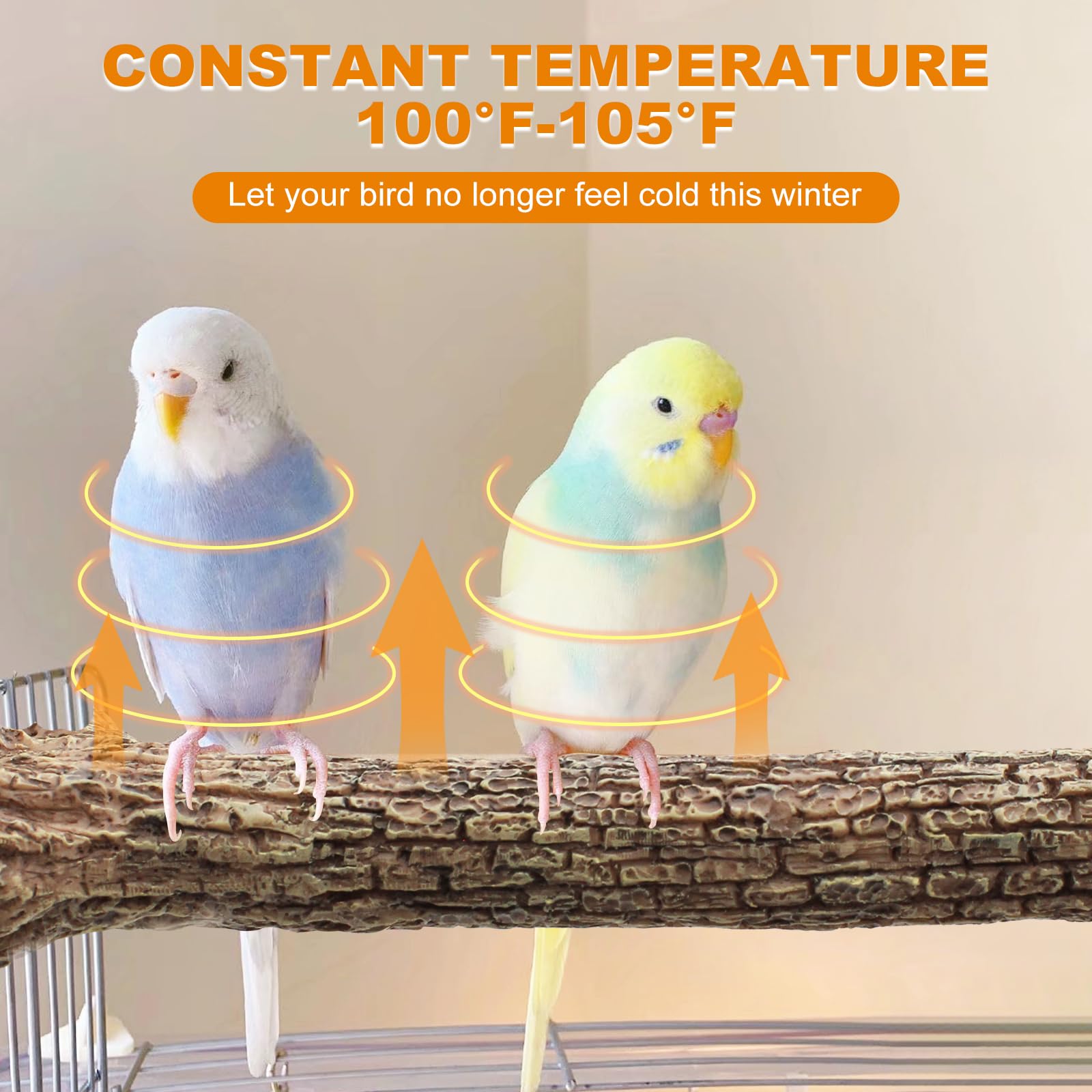 GIFANK heated bird perch close-up shows tree-branch design for natural grip and comfort.