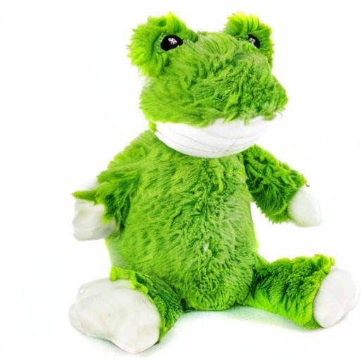 Giftable World Metropawlin frog fur texture closeup highlights durable, hypoallergenic fabric for cuddles and chew-safe fun.