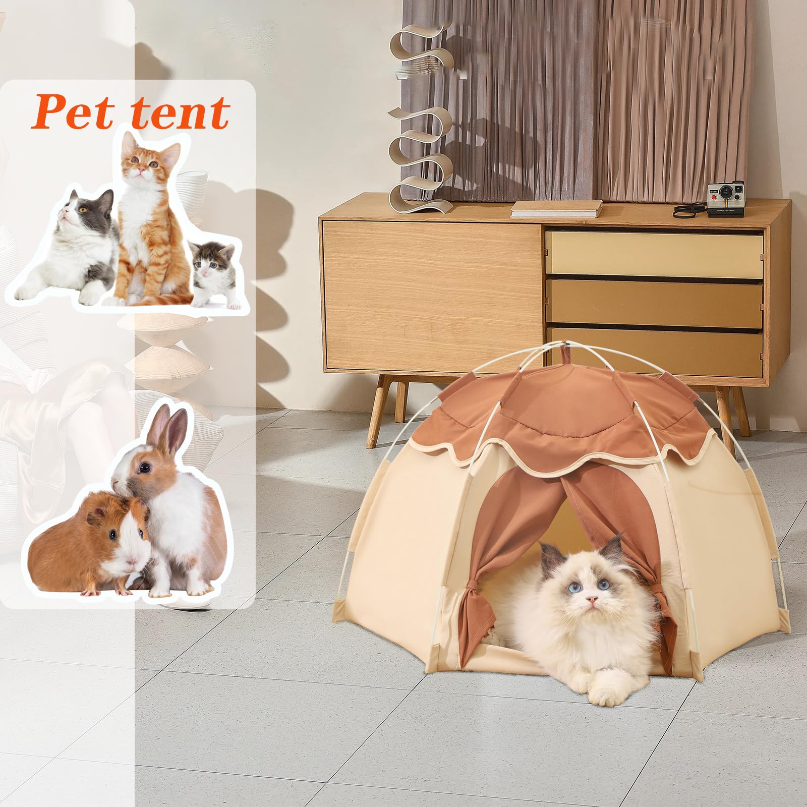 Gigreinc cat tent uses breathable fabric for cool, comfortable naps.