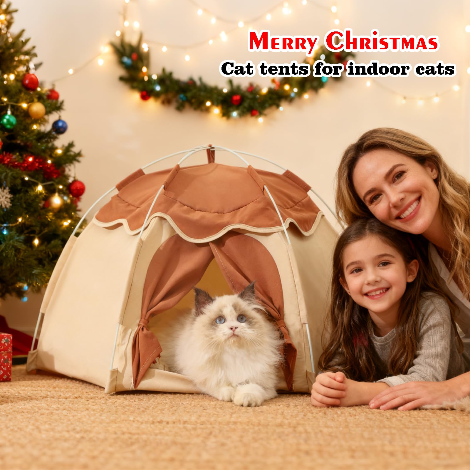 Gigreinc cat tent cushion features a bear pattern for comfy lounging and cuteness.