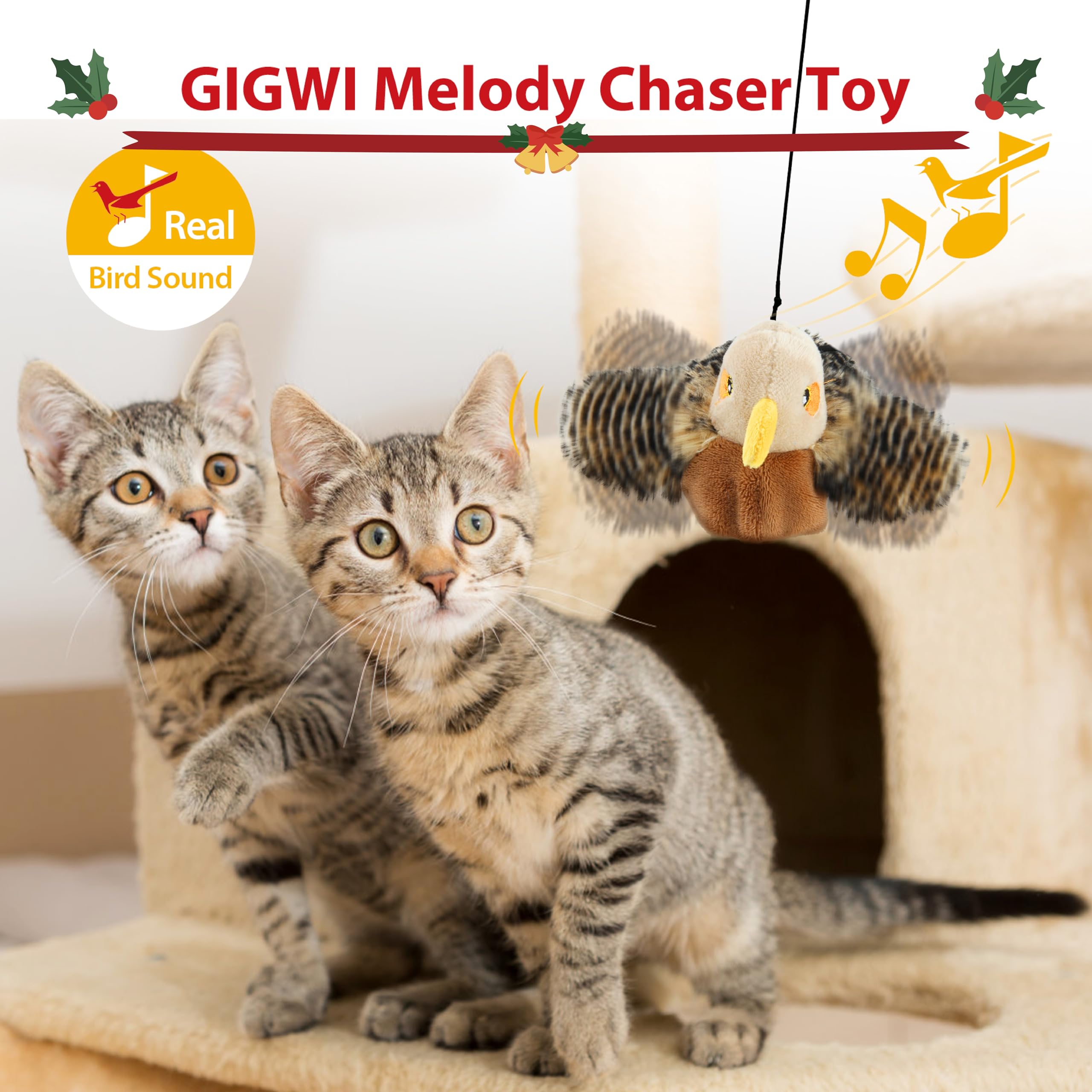 Gigwi Flapping Bird Toy chirping action supports interactive hunting-like play indoors.