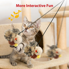 Gigwi Flapping Bird Toy hanging setup enables perch-toy play with leash attachment.