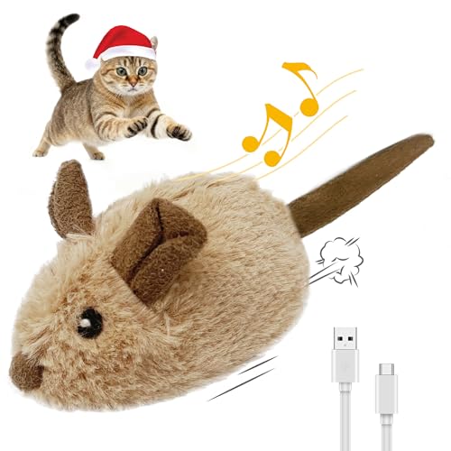 Gigwi interactive moving cat toy front view with realistic squeaks for engaging indoor play